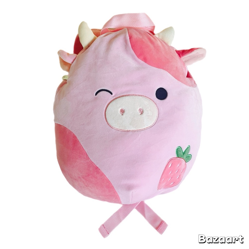 Pink Plush Cow Reshma Squishmallow Backpack 14”